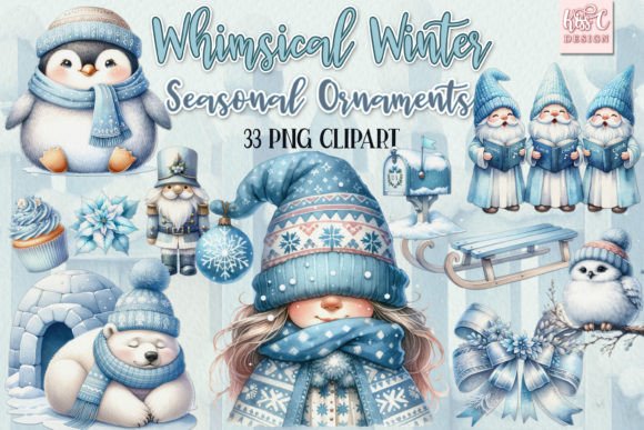 Download Whimsical Winter Seasonal Ornaments PNG - Premium Resources