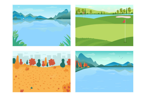 Download Seasonal Landscape Illustration Set - Seasonal Collection